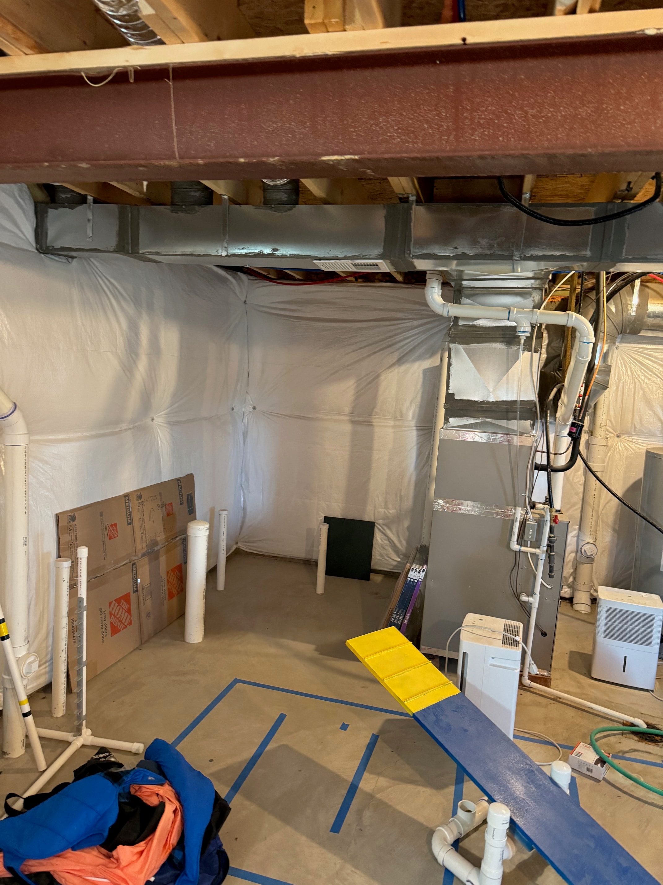 Basement construction rough-in work