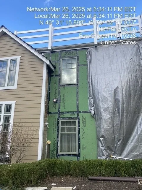 ZIP System sheathing installed across full exterior wall